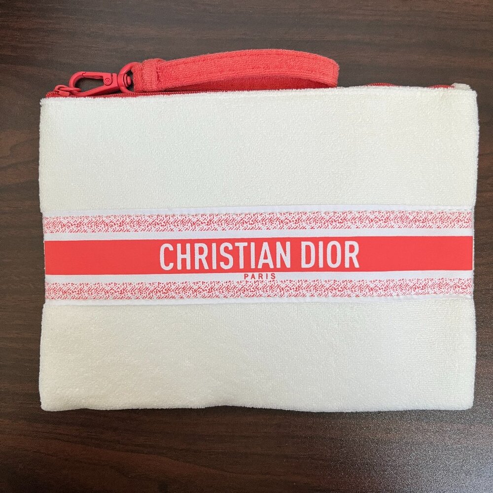 Dior Beauty Summer 2024 Towel Fabric Wristlet Novelty Pouch Coastal Resort Chic